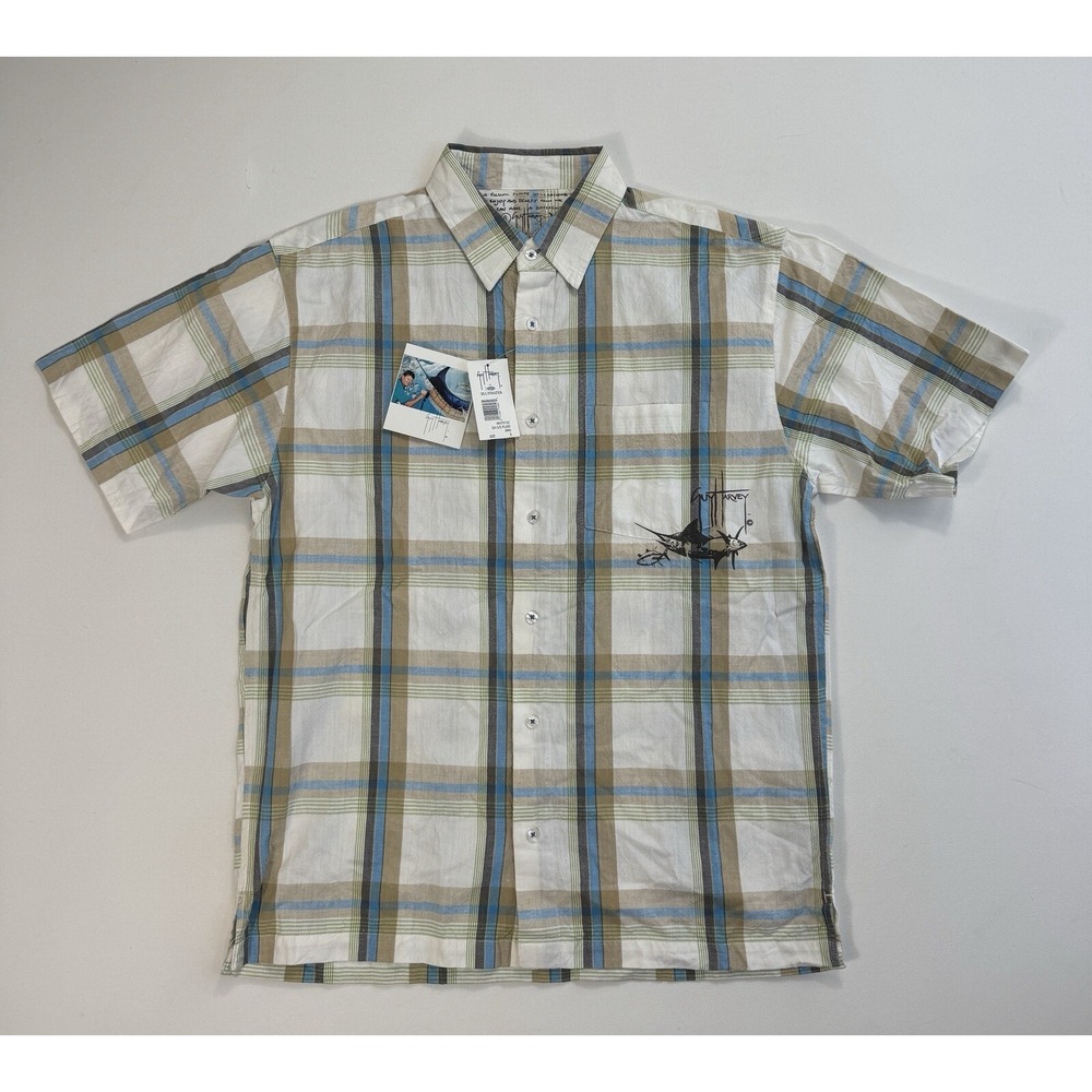 Guy Harvey AFTCO Plaid Fishing Shirt Mens Small NWT Fish Graphic Pocket MH79102